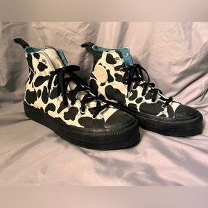 Custom Converse platform cow print sneakers 10.5